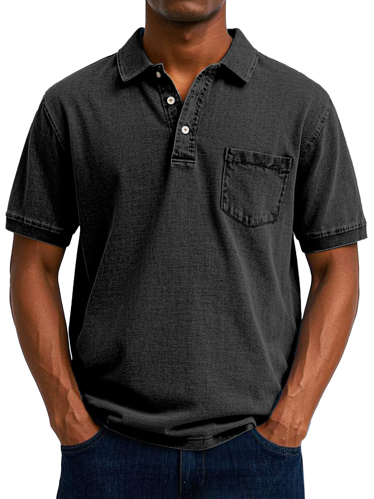 Gabriel | Polo à manches courtes en denim léger pour homme