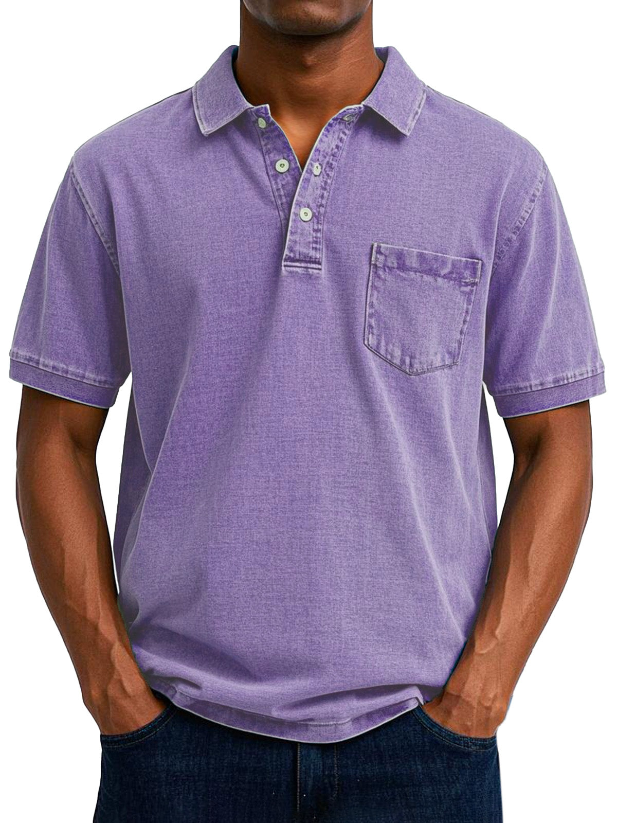 Gabriel | Polo à manches courtes en denim léger pour homme