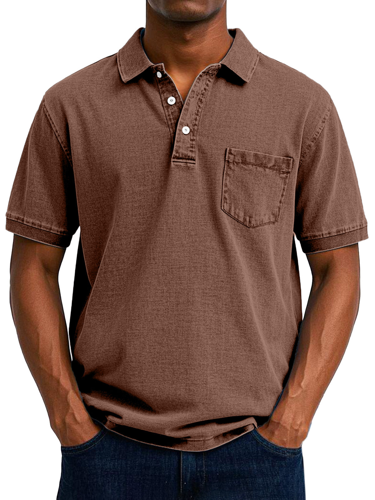 Gabriel | Polo à manches courtes en denim léger pour homme