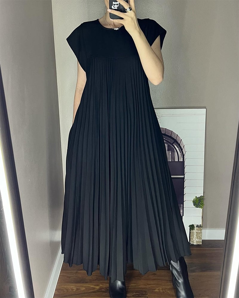 Émilie | Robe plissée sans manches à coupe fluide pour femme