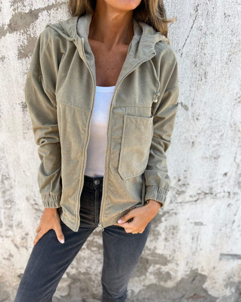 Yuna | Veste à capuche zippée en velours côtelé pour femmes