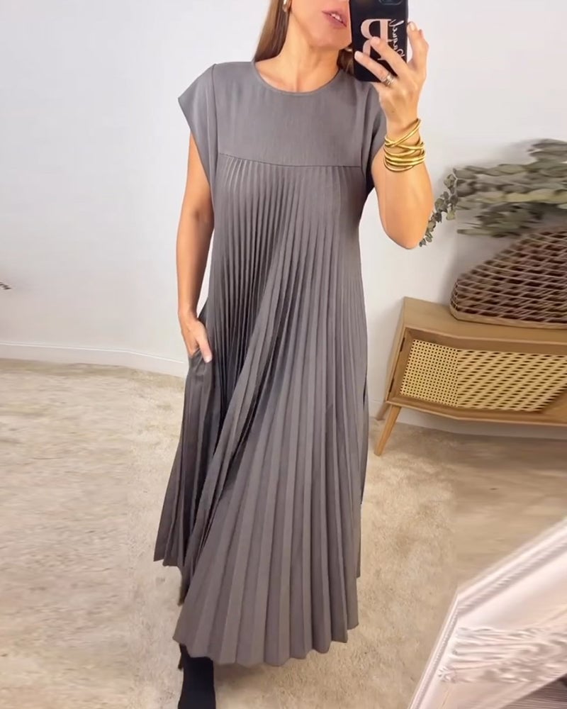 Émilie | Robe plissée sans manches à coupe fluide pour femme