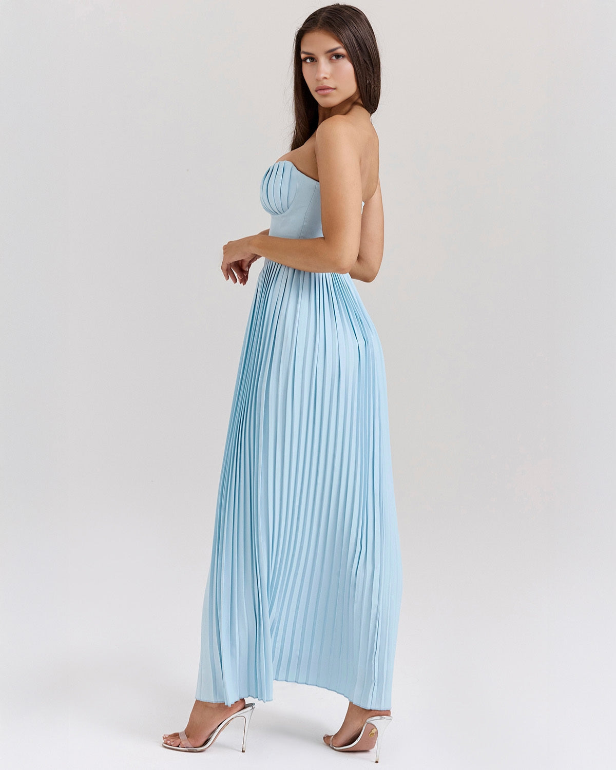 Solène | Robe longue plissée bustier pour femmes