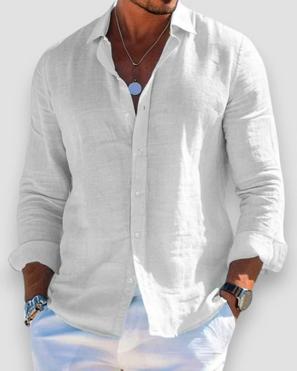 Louis | Chemise décontractée en lin à manches longues pour homme