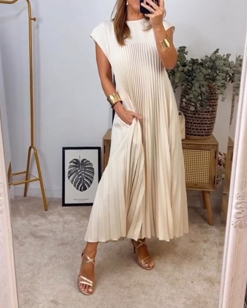 Émilie | Robe plissée sans manches à coupe fluide pour femme