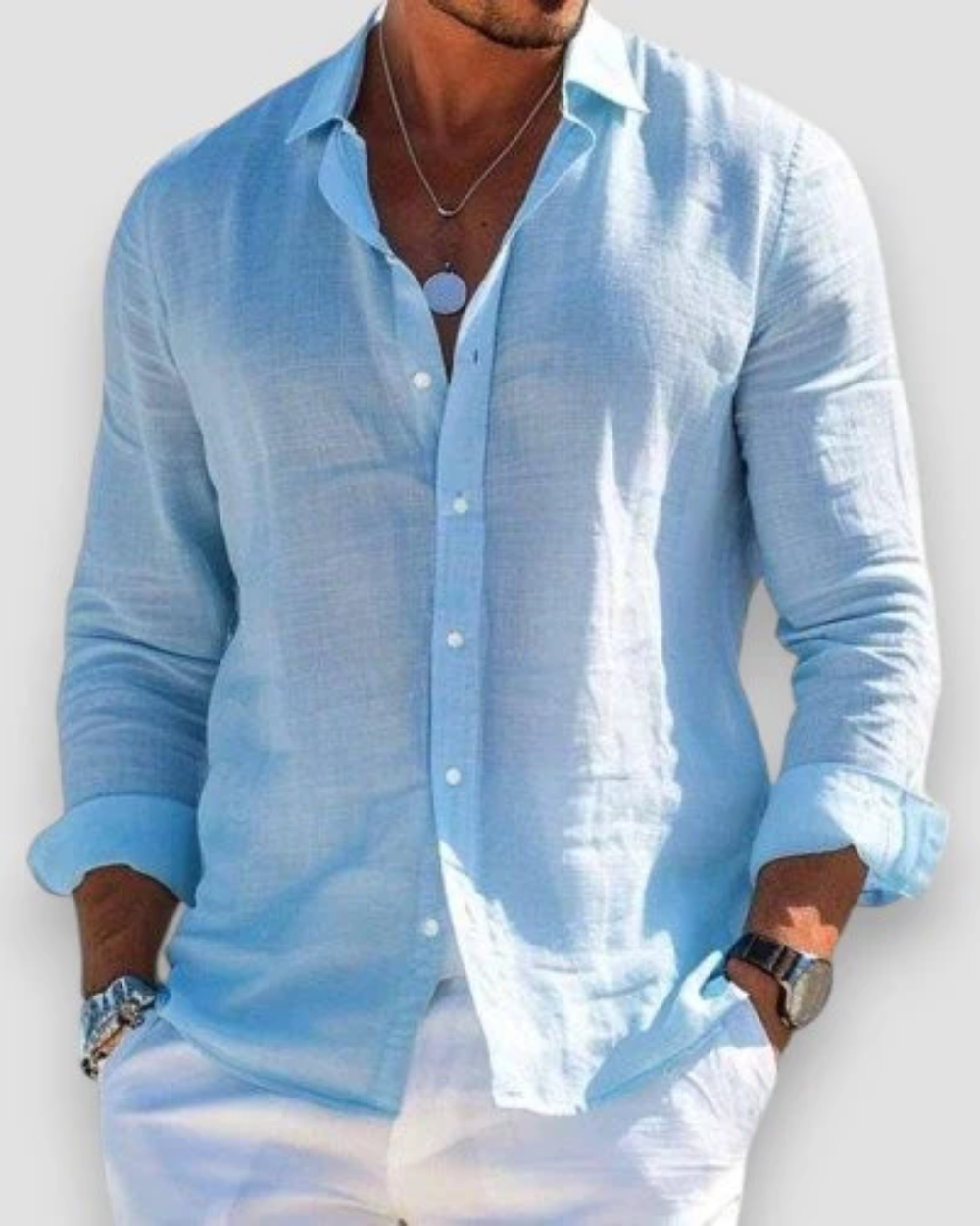 Louis | Chemise décontractée en lin à manches longues pour homme