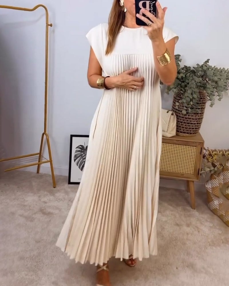 Émilie | Robe plissée sans manches à coupe fluide pour femme
