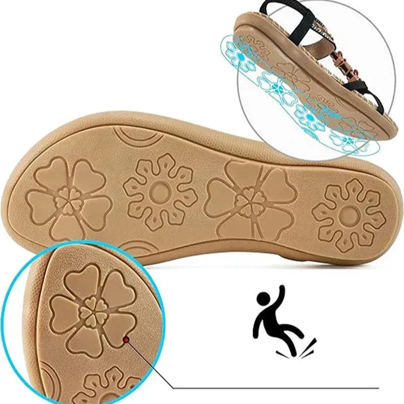 Zoé | Sandales plates brodées à brides croisées pour femme