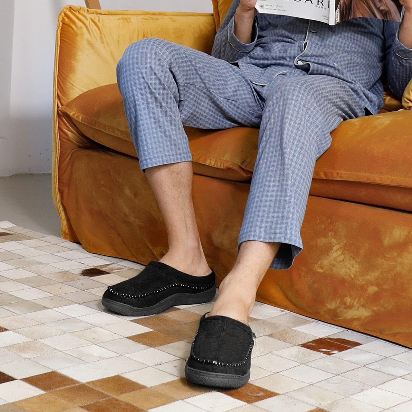 Damien | Chaussons doublés en fausse fourrure pour hommes