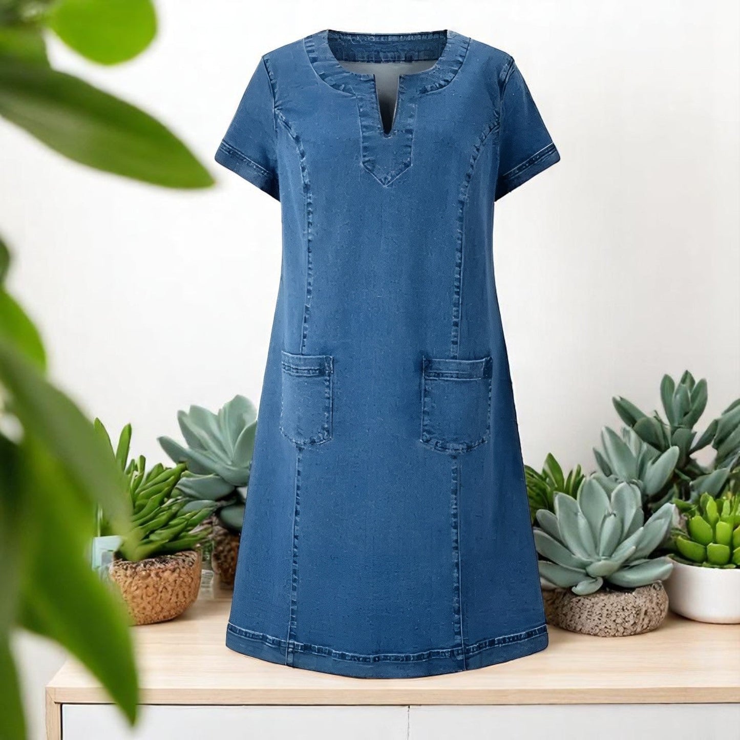 Léa | Robe décontractée en jean à poches avant pour femme