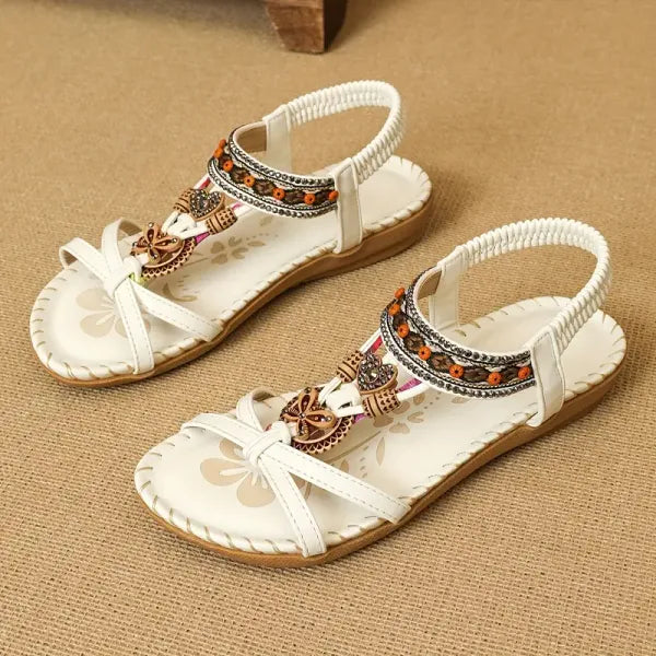 Zoé | Sandales plates brodées à brides croisées pour femme