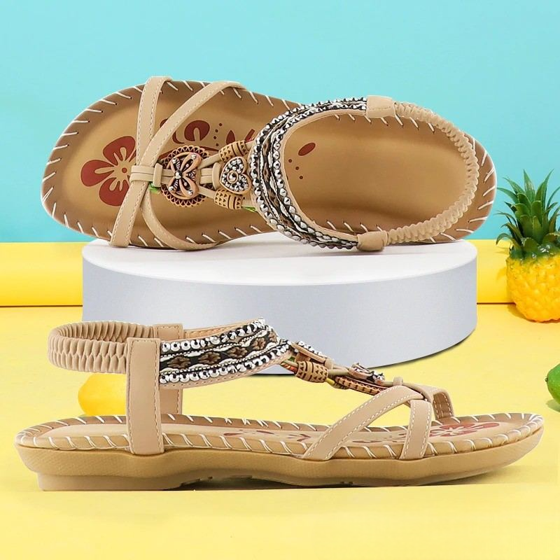 Zoé | Sandales plates brodées à brides croisées pour femme