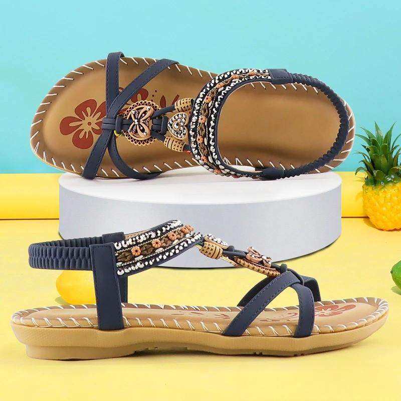 Zoé | Sandales plates brodées à brides croisées pour femme