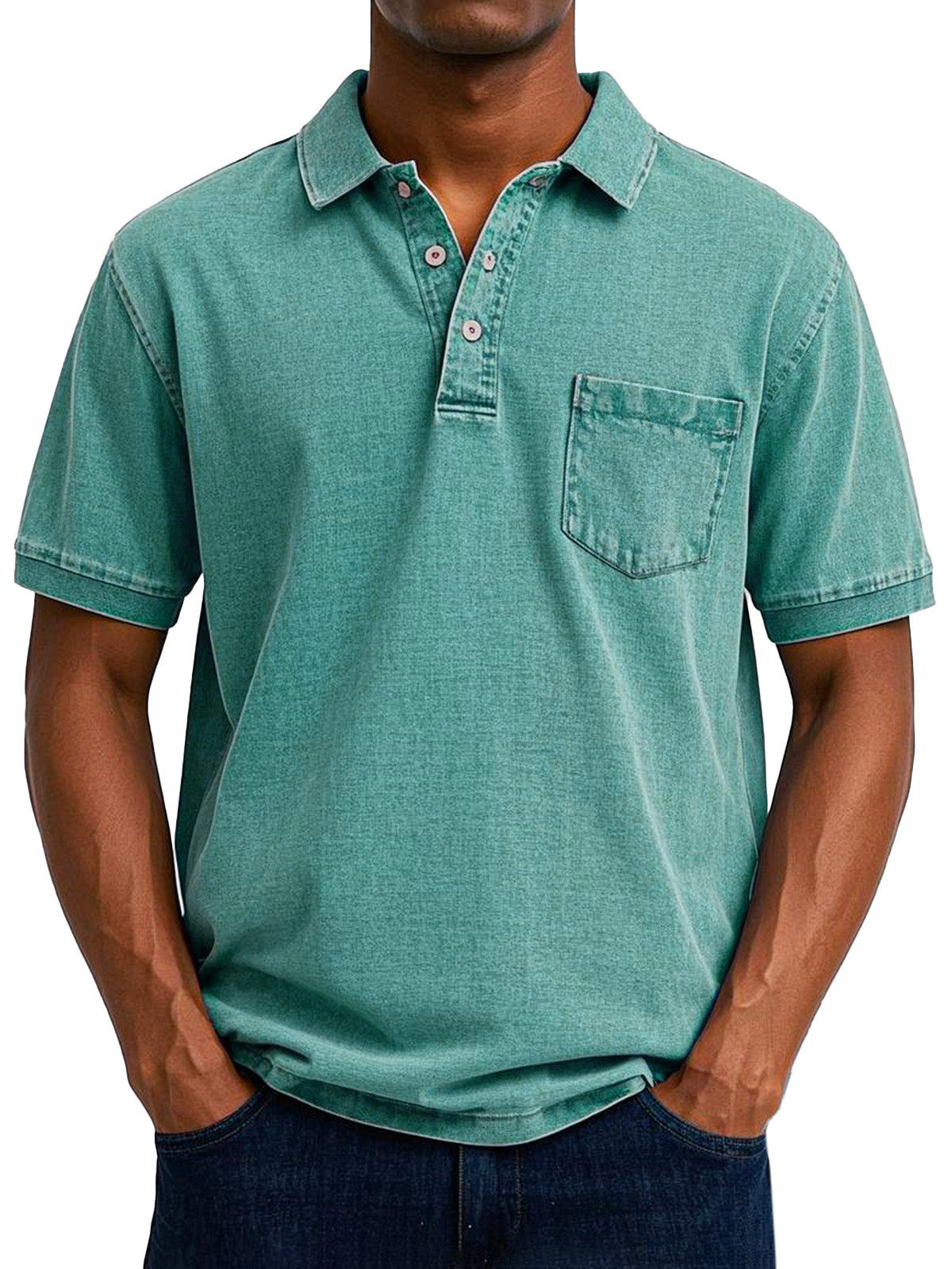 Gabriel | Polo à manches courtes en denim léger pour homme