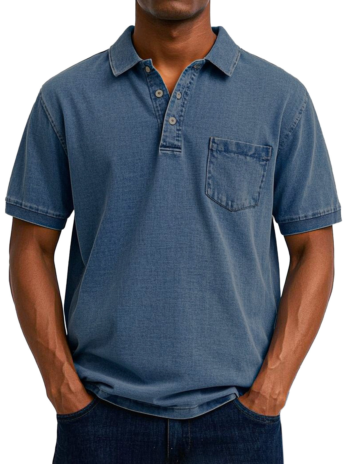 Gabriel | Polo à manches courtes en denim léger pour homme