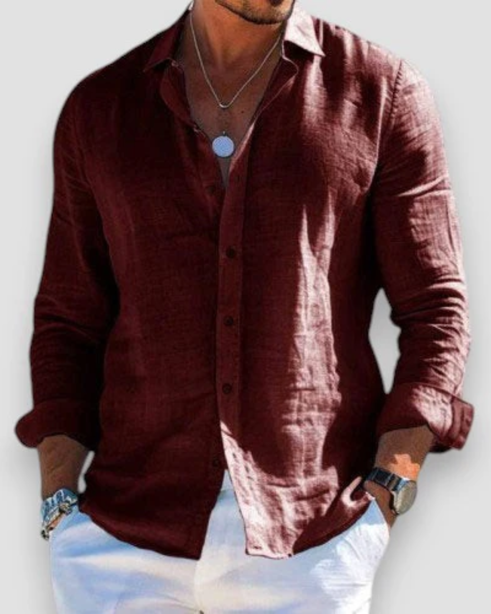Louis | Chemise décontractée en lin à manches longues pour homme
