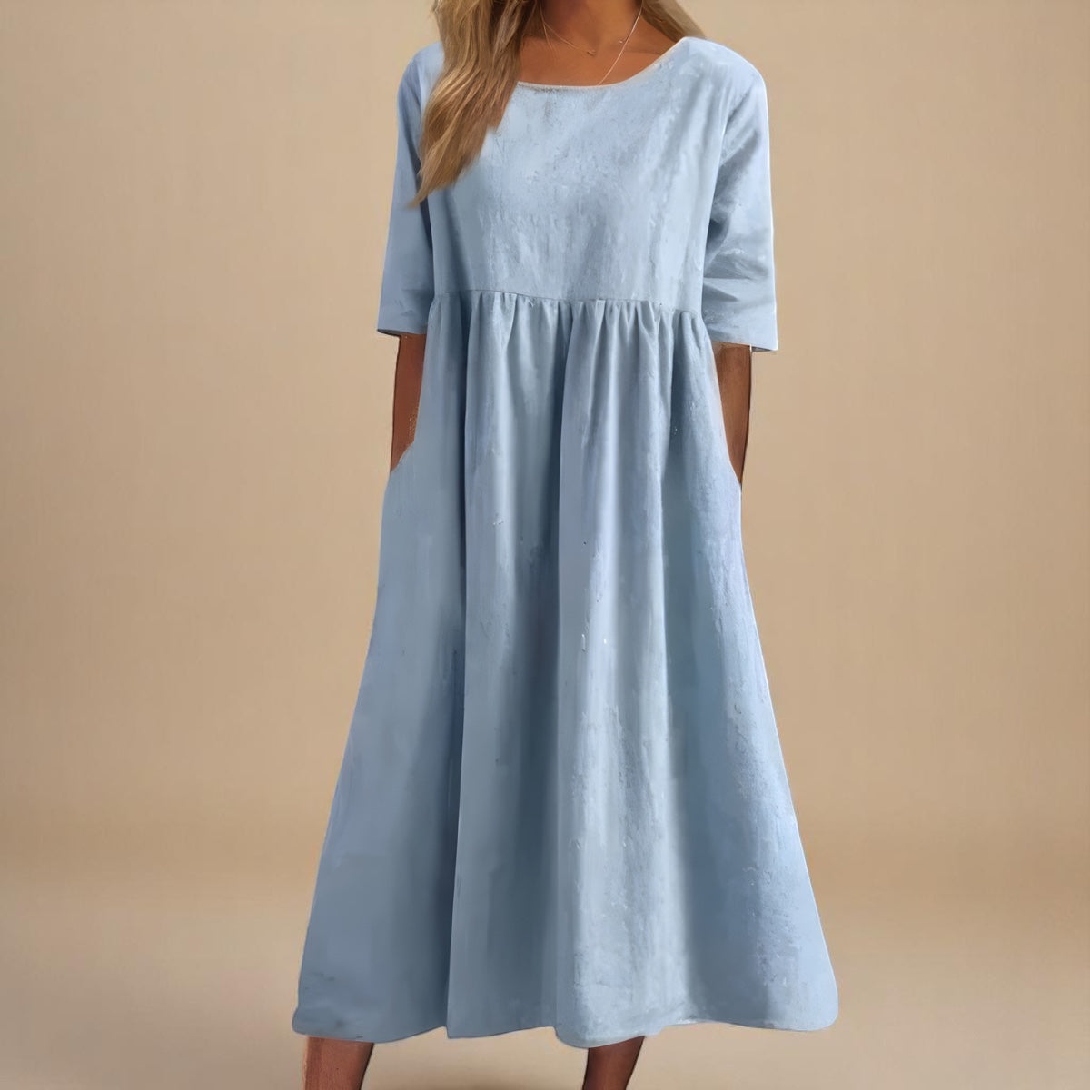 Lucie | Robe midi fluide à manches courtes pour femmes