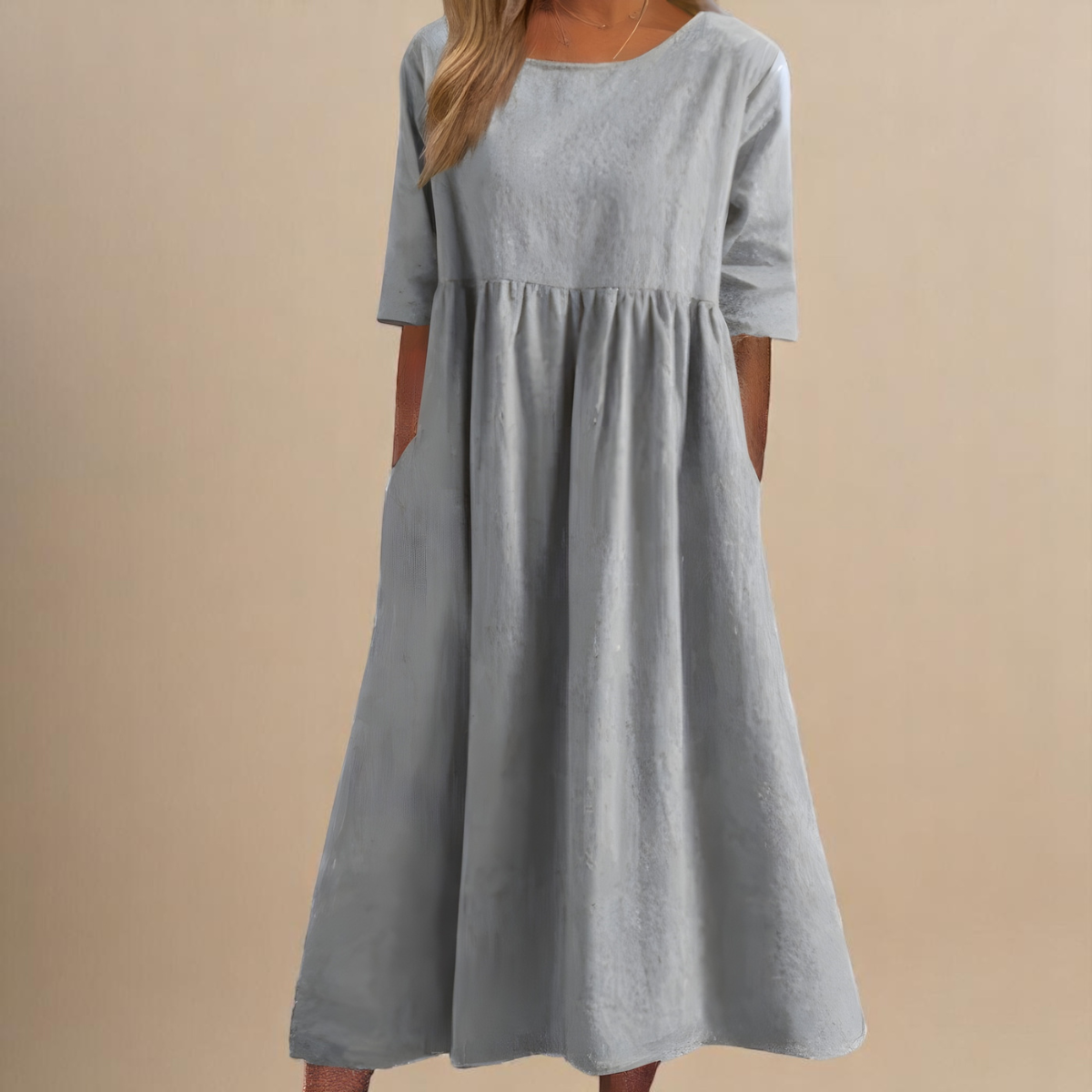 Lucie | Robe midi fluide à manches courtes pour femmes