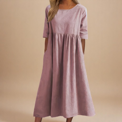Lucie | Robe midi fluide à manches courtes pour femmes
