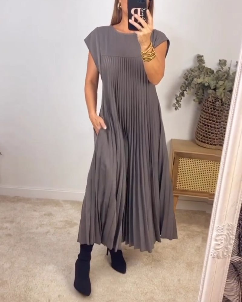 Émilie | Robe plissée sans manches à coupe fluide pour femme