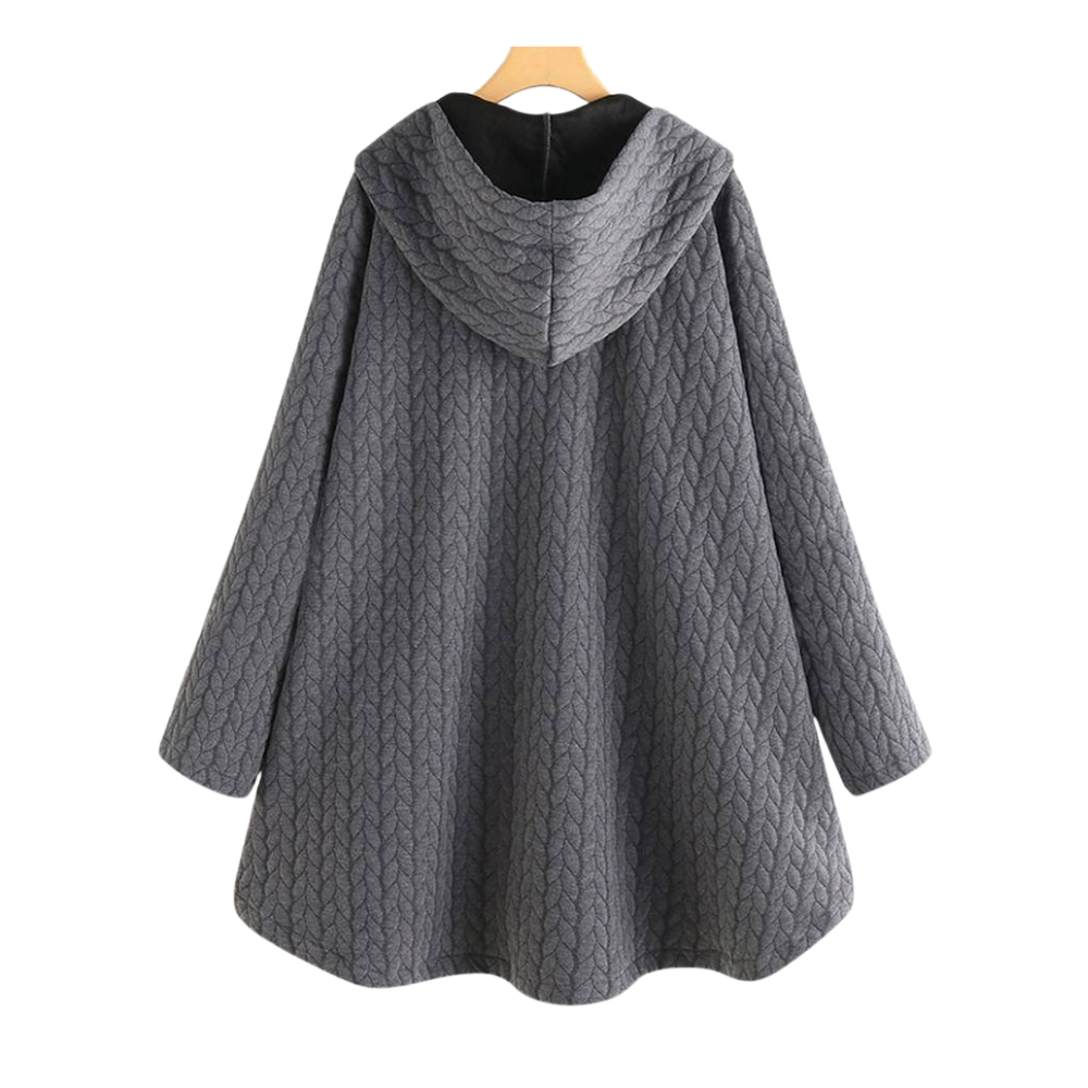 Edith | Veste à capuche boutonnée style cocoon pour femme