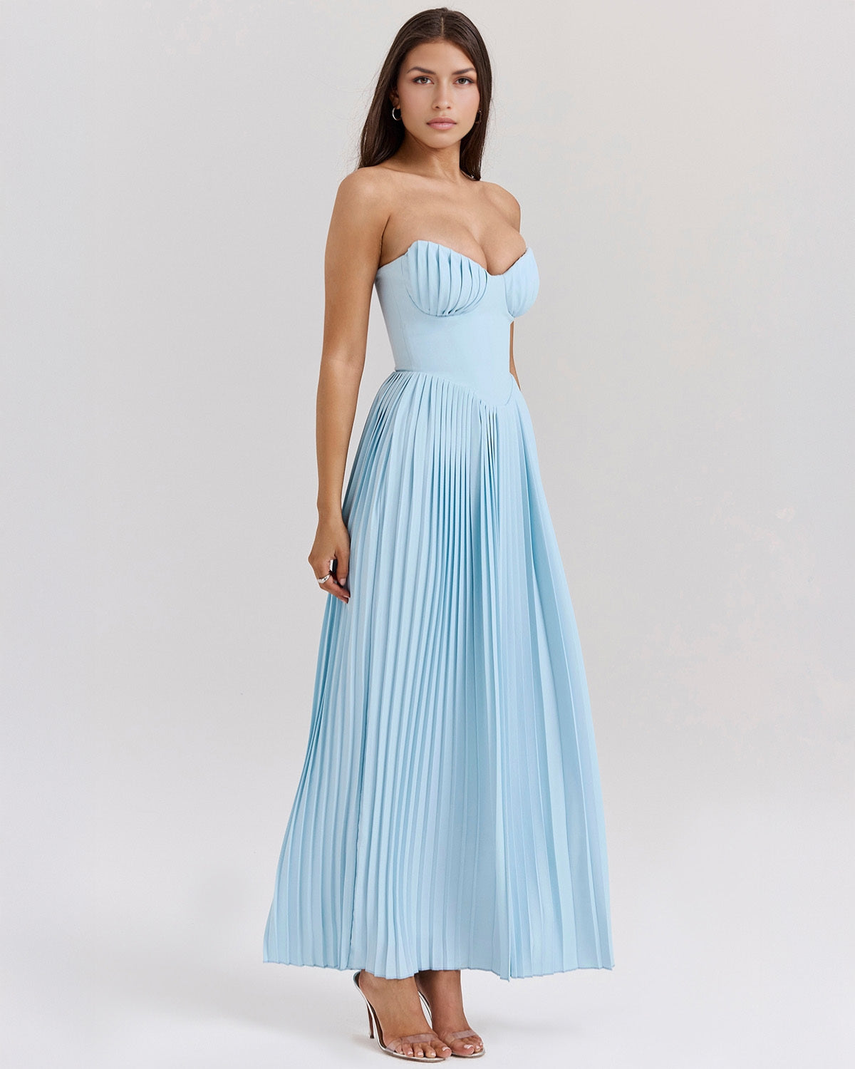 Solène | Robe longue plissée bustier pour femmes