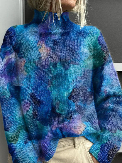 Déborah | Pull à col montant motif nature pour femme