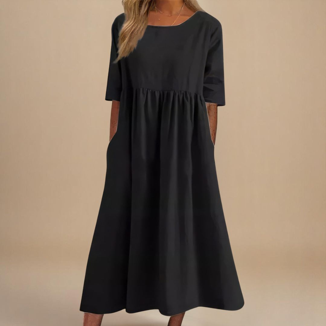 Lucie | Robe midi fluide à manches courtes pour femmes