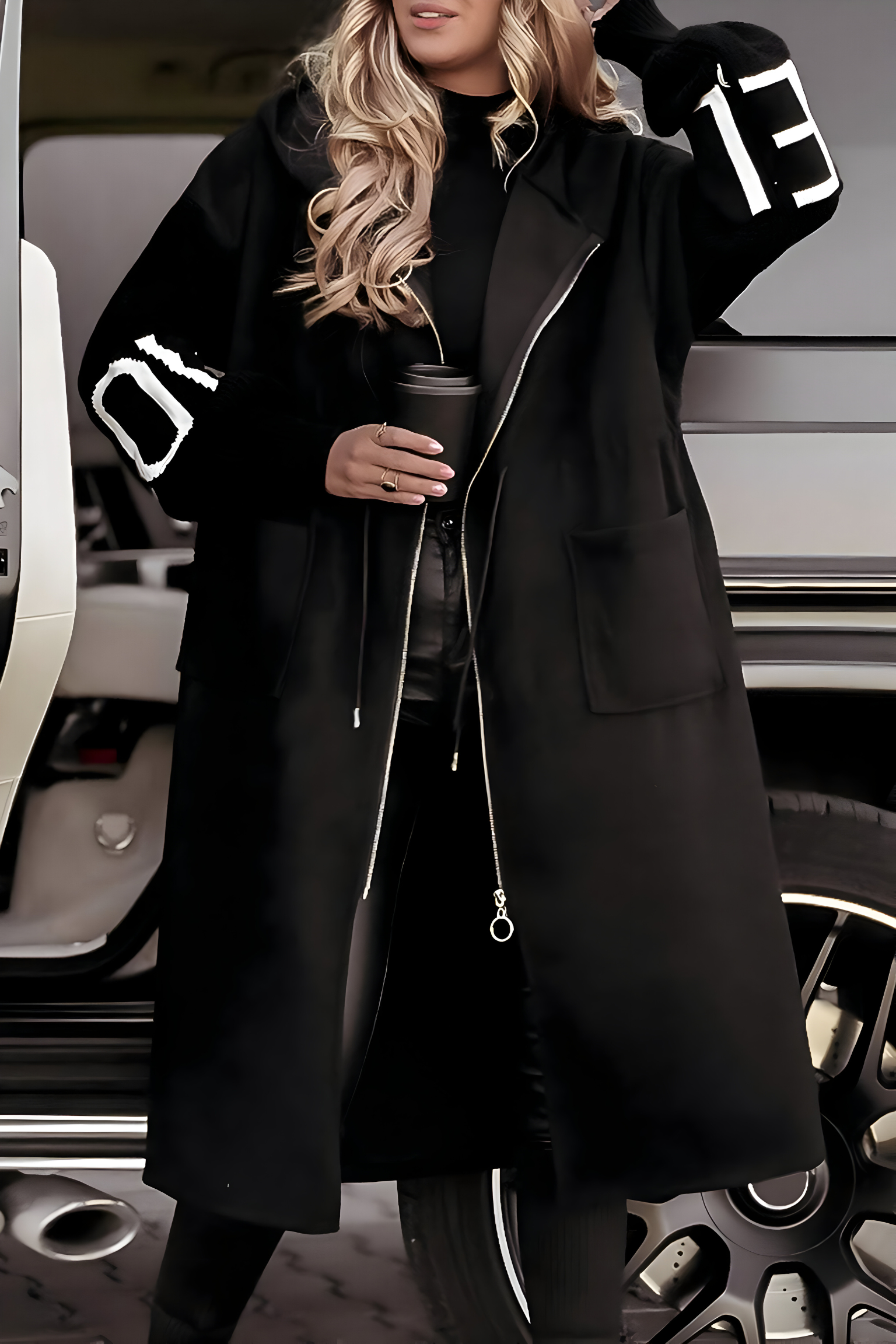 Stéphanie | Manteau long à capuche zippé pour femmes