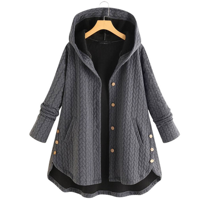 Edith | Veste à capuche boutonnée style cocoon pour femme