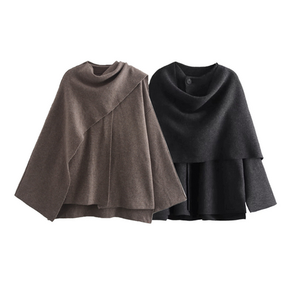 Lison | Poncho asymétrique à col drapé pour femme