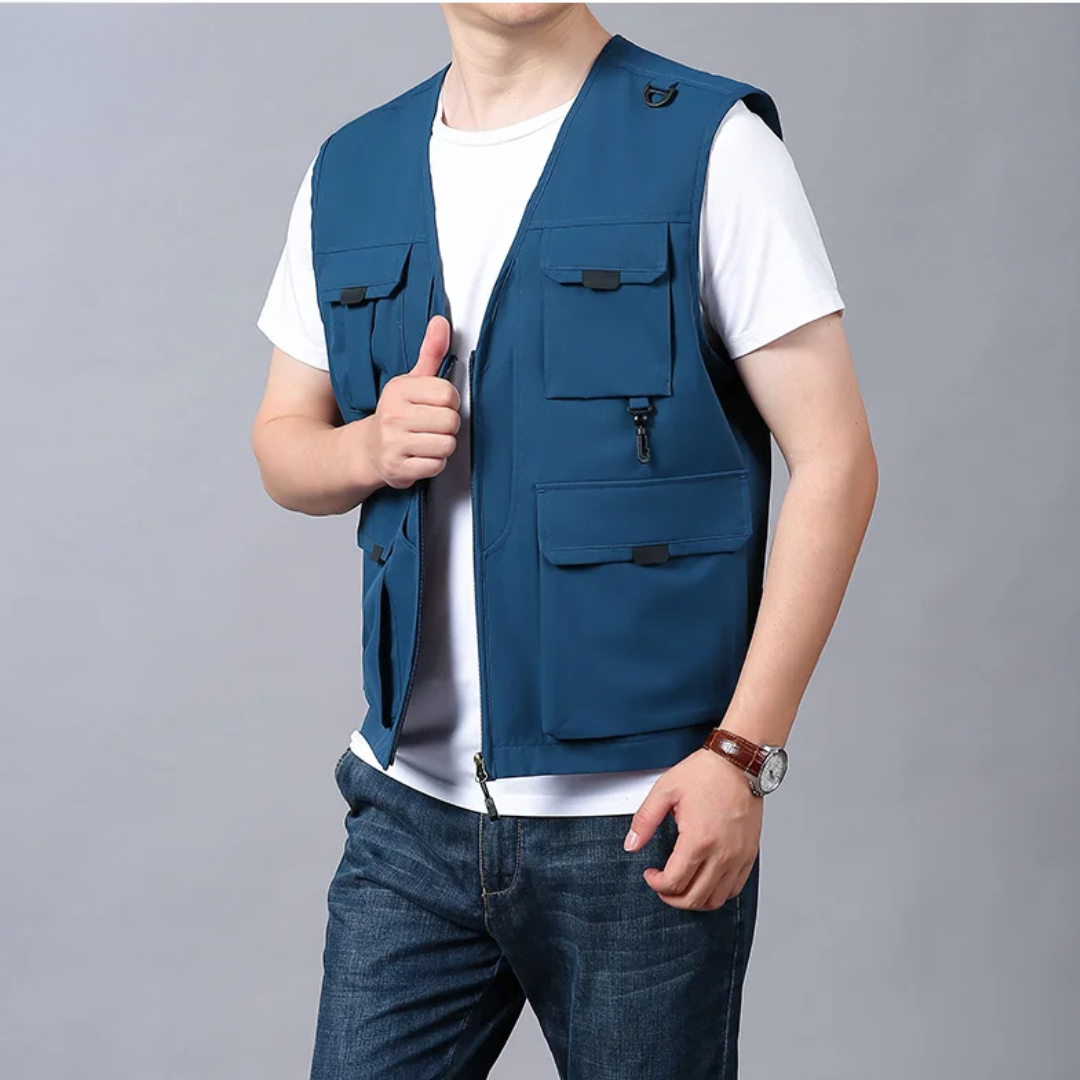 Noah | Gilet utilitaire multi-poches zippé pour homme