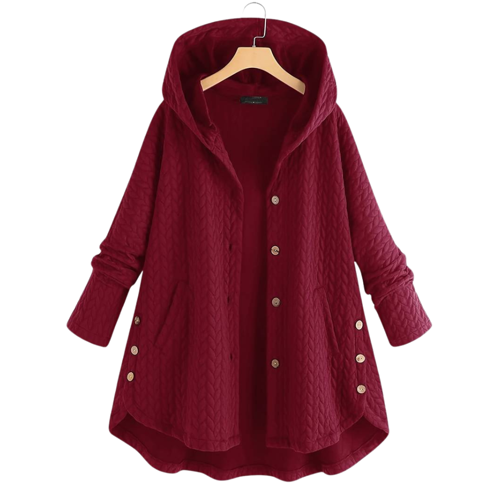 Edith | Veste à capuche boutonnée style cocoon pour femme
