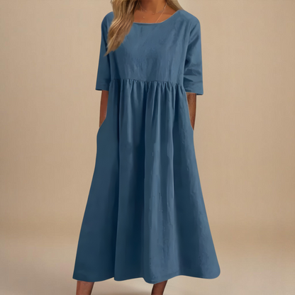 Lucie | Robe midi fluide à manches courtes pour femmes