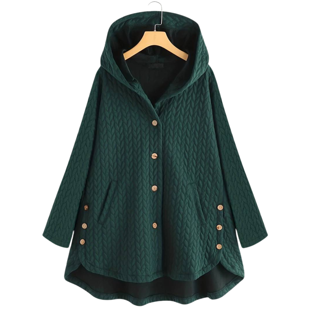 Edith | Veste à capuche boutonnée style cocoon pour femme