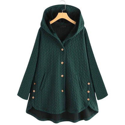 Edith | Veste à capuche boutonnée style cocoon pour femme