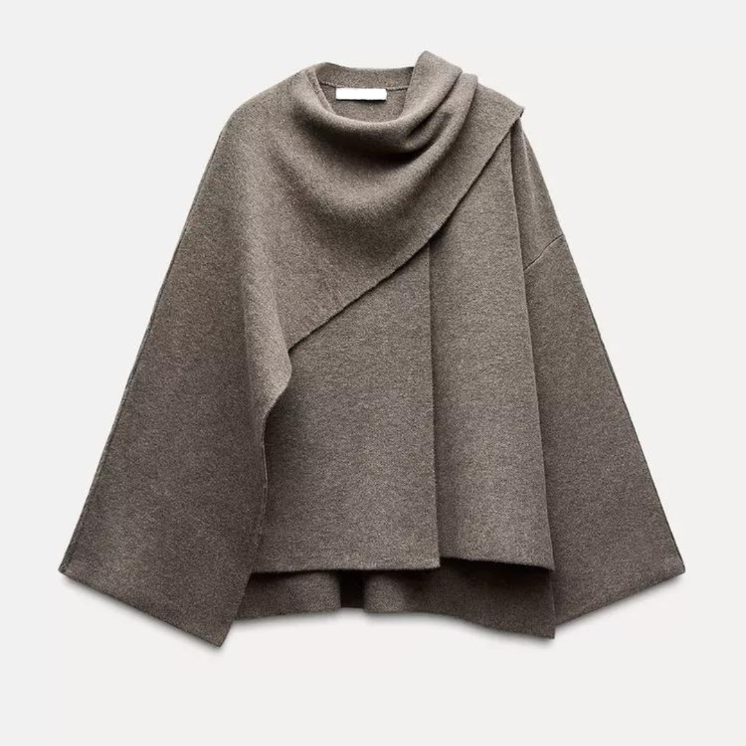 Lison | Poncho asymétrique à col drapé pour femme