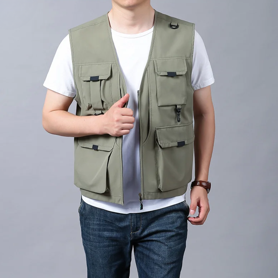 Noah | Gilet utilitaire multi-poches zippé pour homme