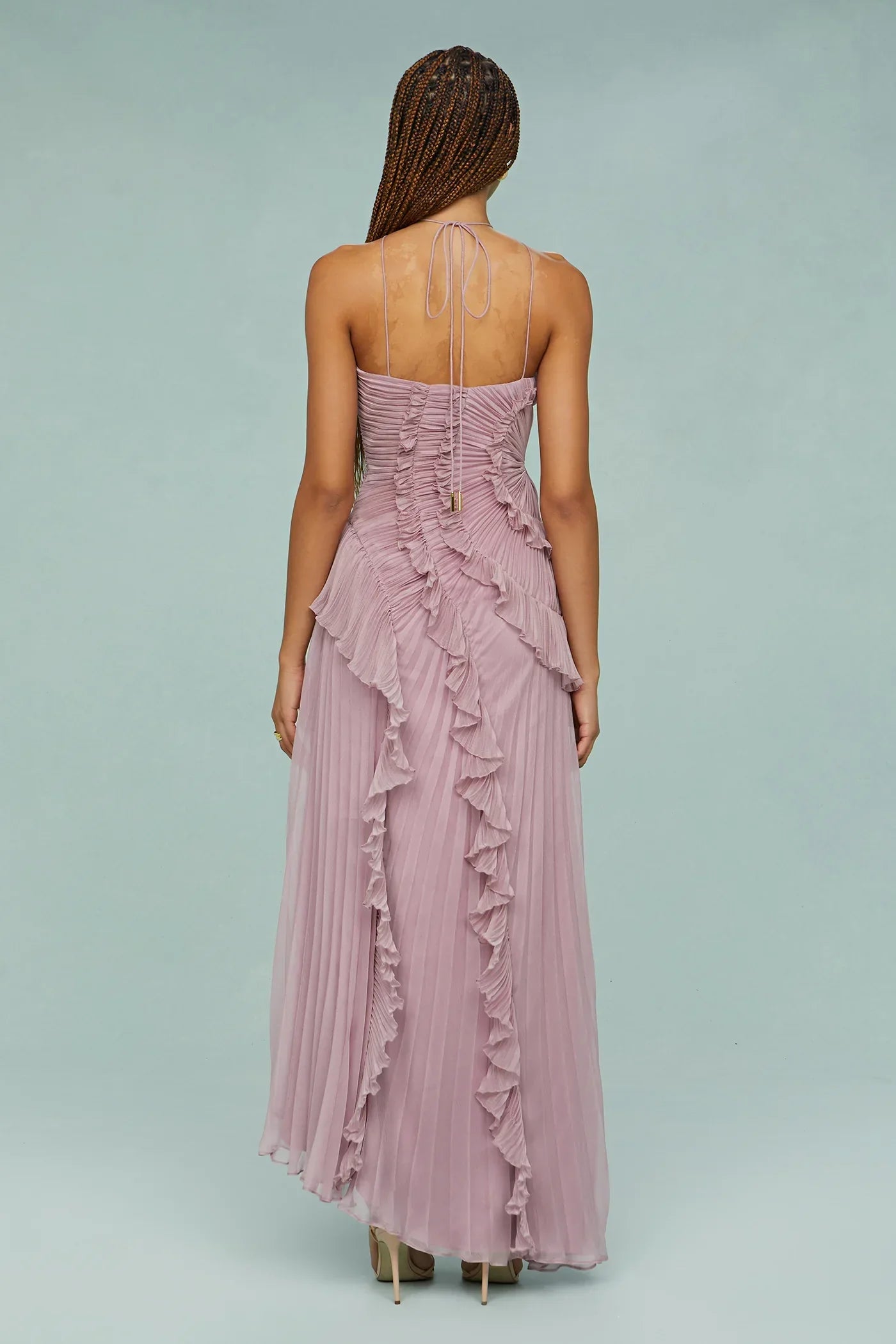 Aurélie | Robe plissée asymétrique à volants et col croisé pour femme