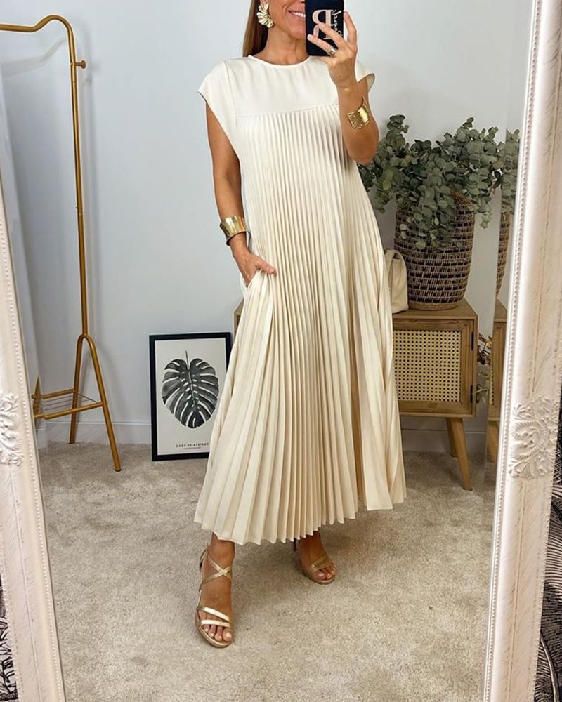 Émilie | Robe plissée sans manches à coupe fluide pour femme