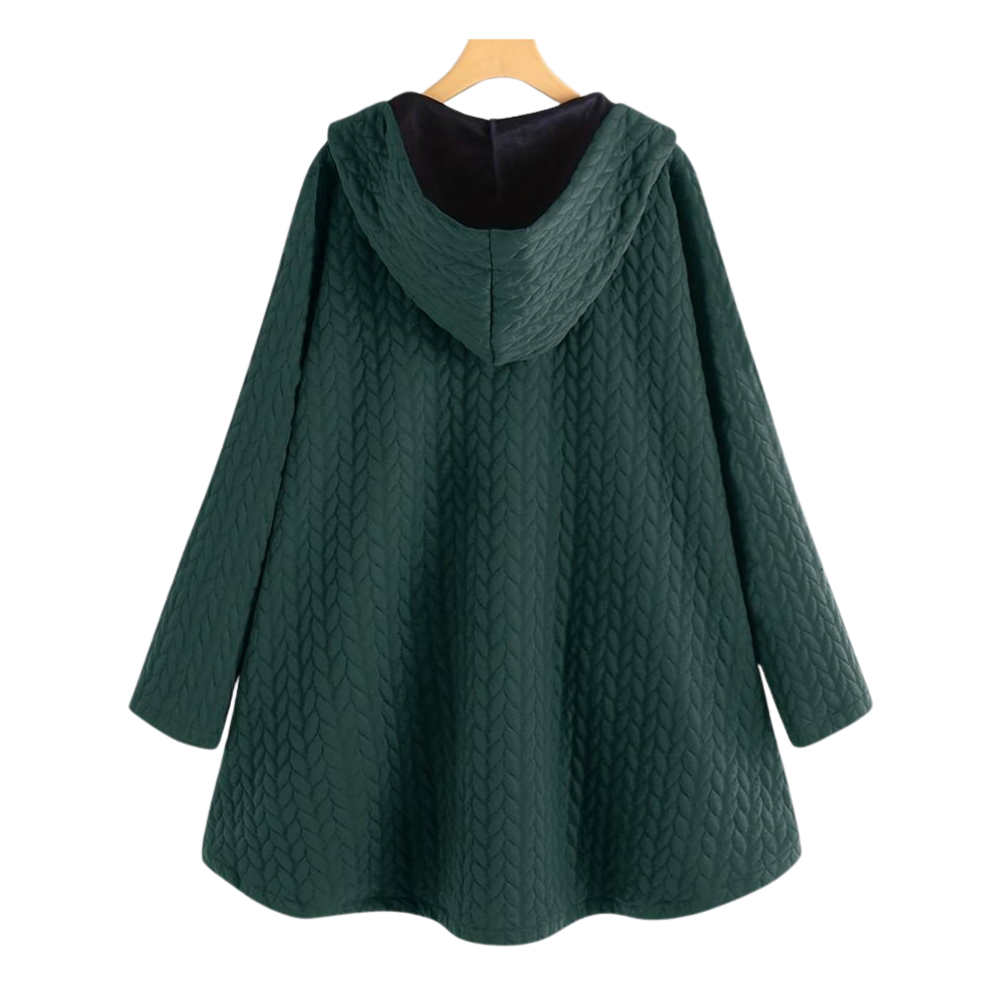Edith | Veste à capuche boutonnée style cocoon pour femme