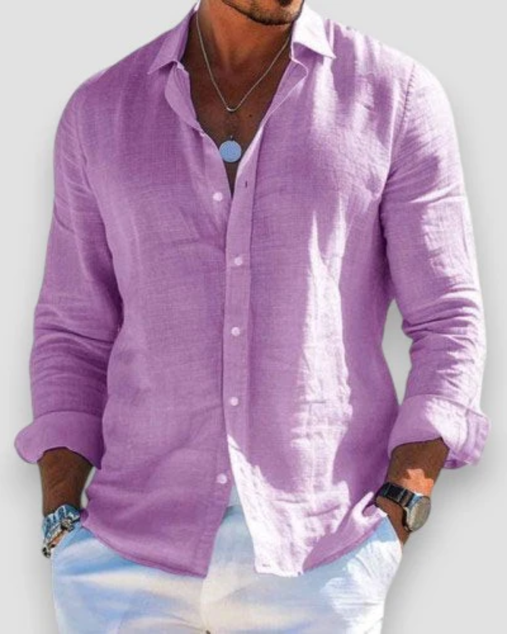 Louis | Chemise décontractée en lin à manches longues pour homme