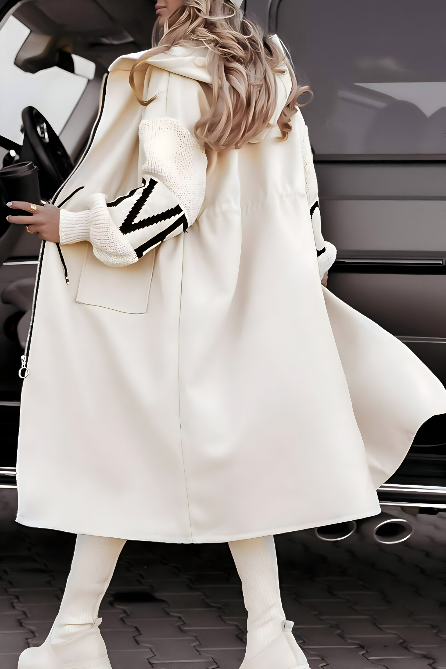 Stéphanie | Manteau long à capuche zippé pour femmes