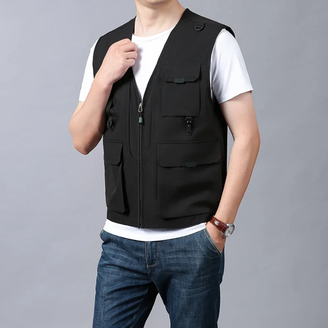 Noah | Gilet utilitaire multi-poches zippé pour homme