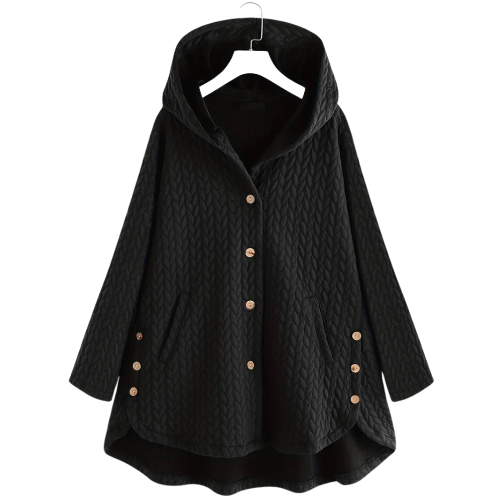 Edith | Veste à capuche boutonnée style cocoon pour femme