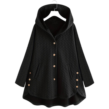 Edith | Veste à capuche boutonnée style cocoon pour femme