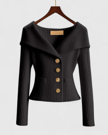 Laurina | Cardigan à col drapé et boutons décoratifs