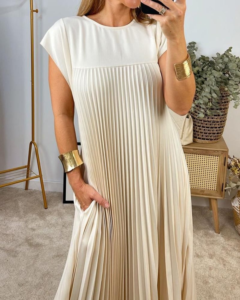 Émilie | Robe plissée sans manches à coupe fluide pour femme