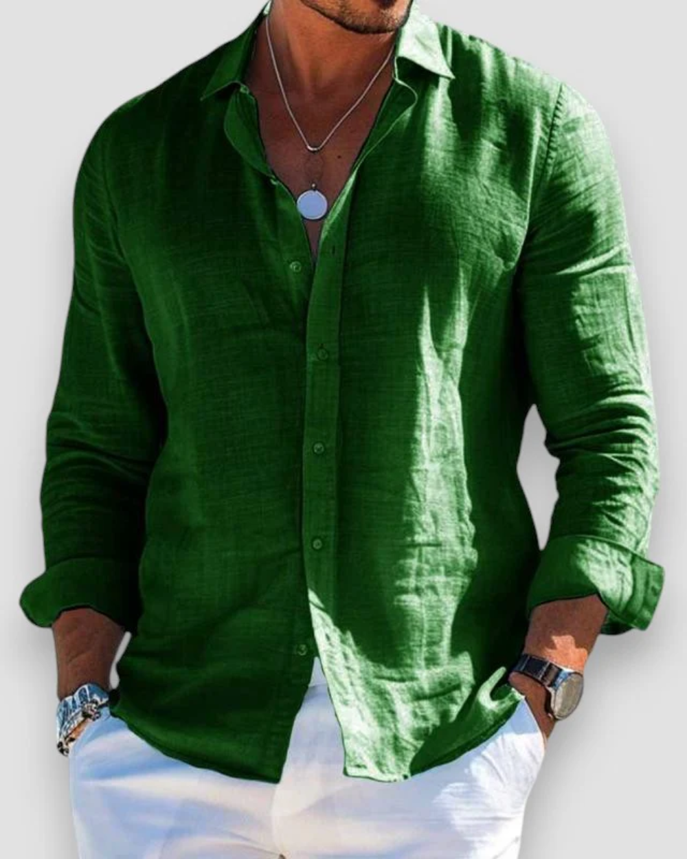 Louis | Chemise décontractée en lin à manches longues pour homme