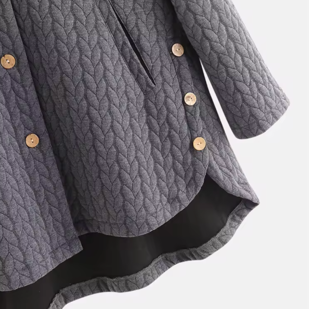 Edith | Veste à capuche boutonnée style cocoon pour femme
